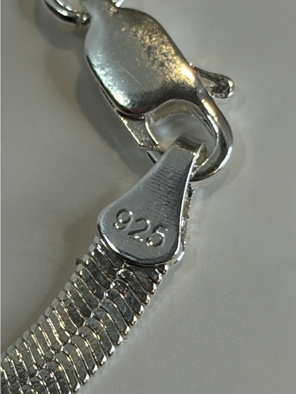 925 Sterling Silver Herringbone Chain Necklace -Unisex - Picture 7 of 11